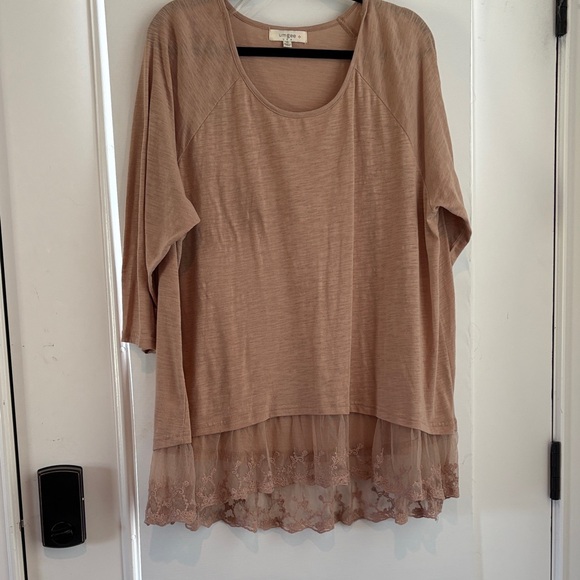 Umgee Tops - Umgee Tan Women's Tunic with Lace Hem T 1